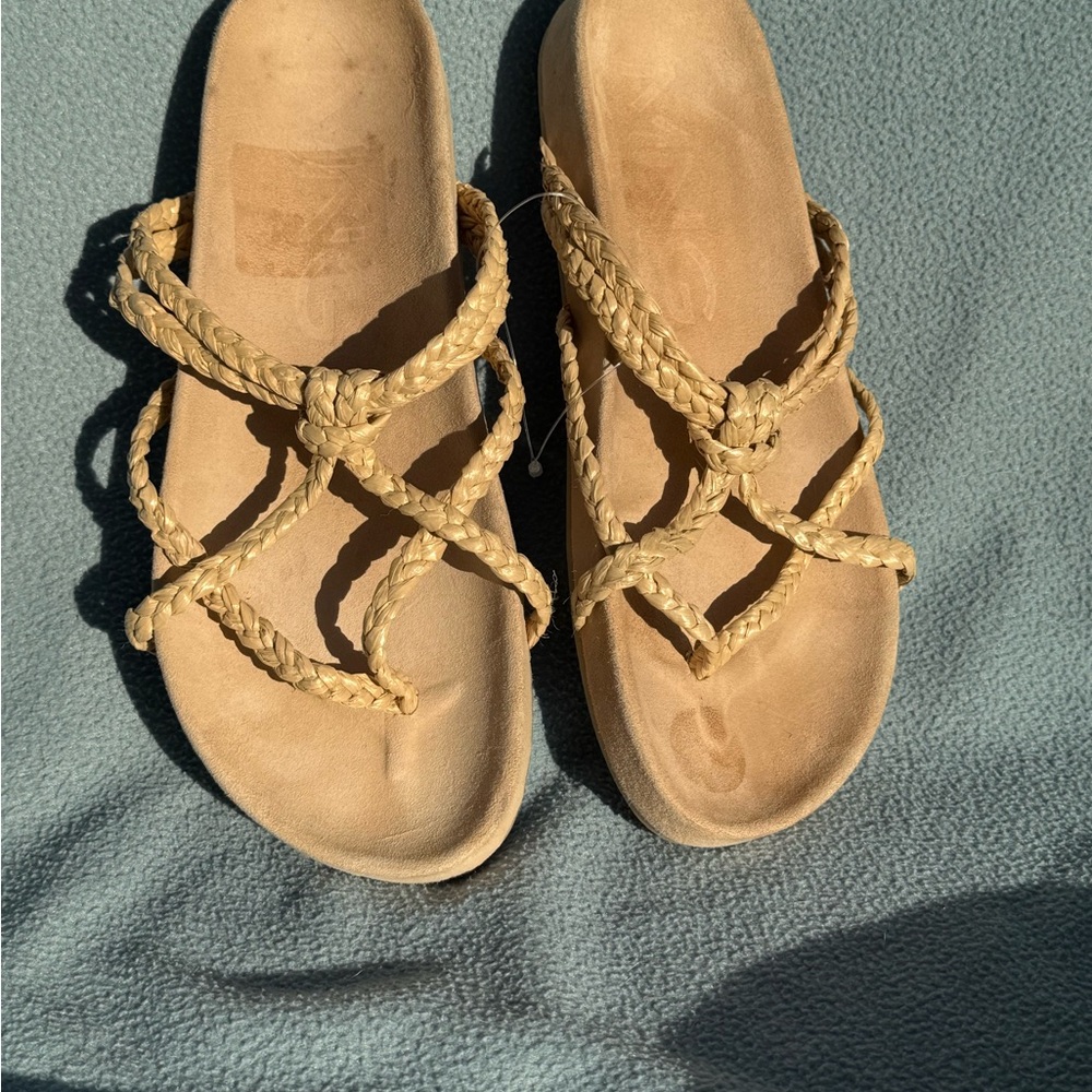 Mango Braided Tan Sandals